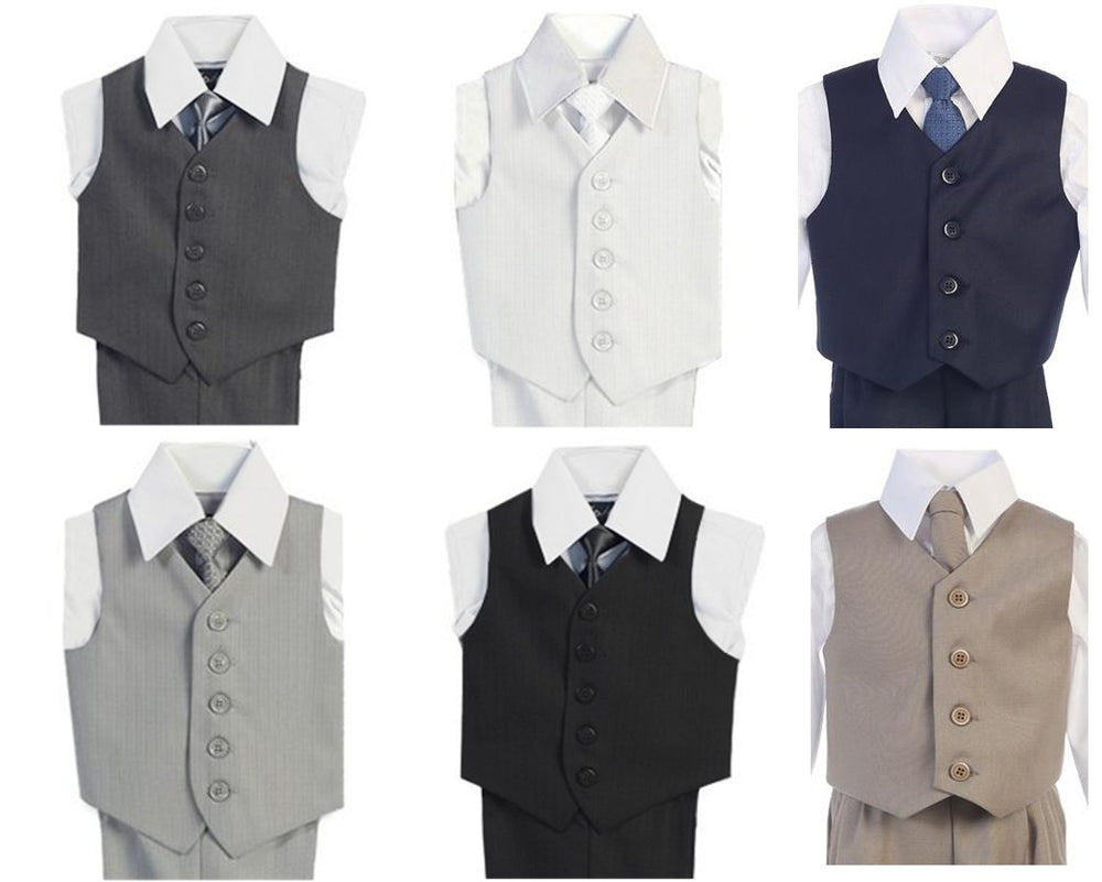 Lito 4 piece Vest Set | Charcoal & White | 2-7 years