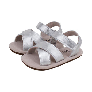 Pre-walker Cross Leather Sandals Silver