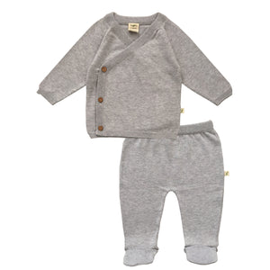Grey Melange Organic Knitted Kimono Set