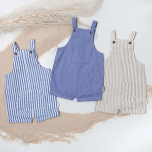 Linen Overalls Oatmeal Stripe