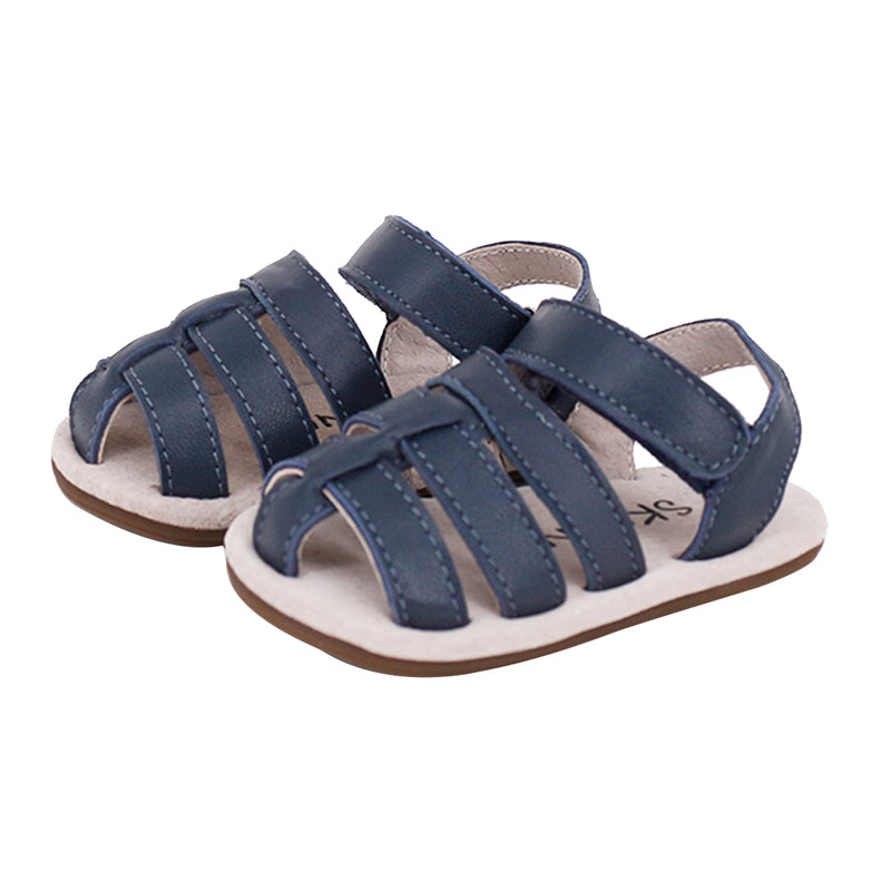Pre-walker Leather Ziggie Sandals in Navy