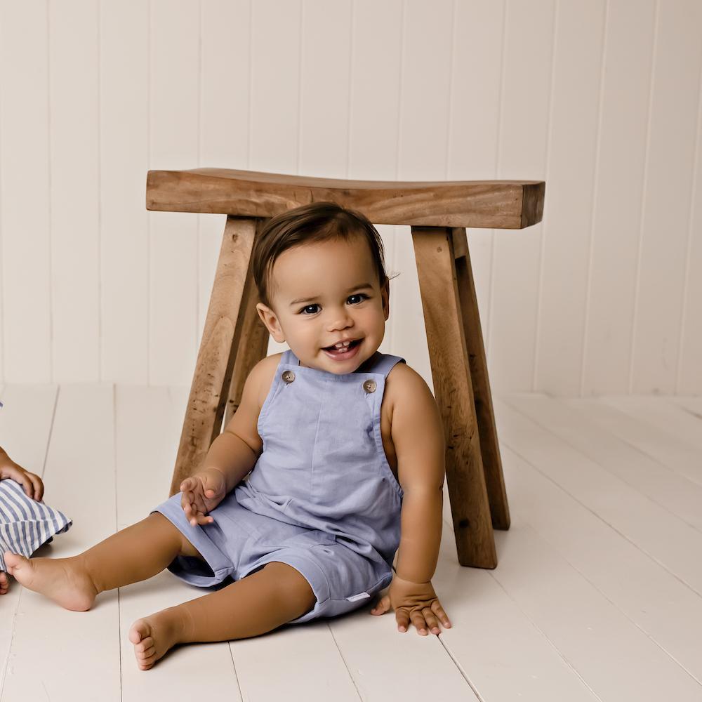 Linen Overalls Pacific Blue