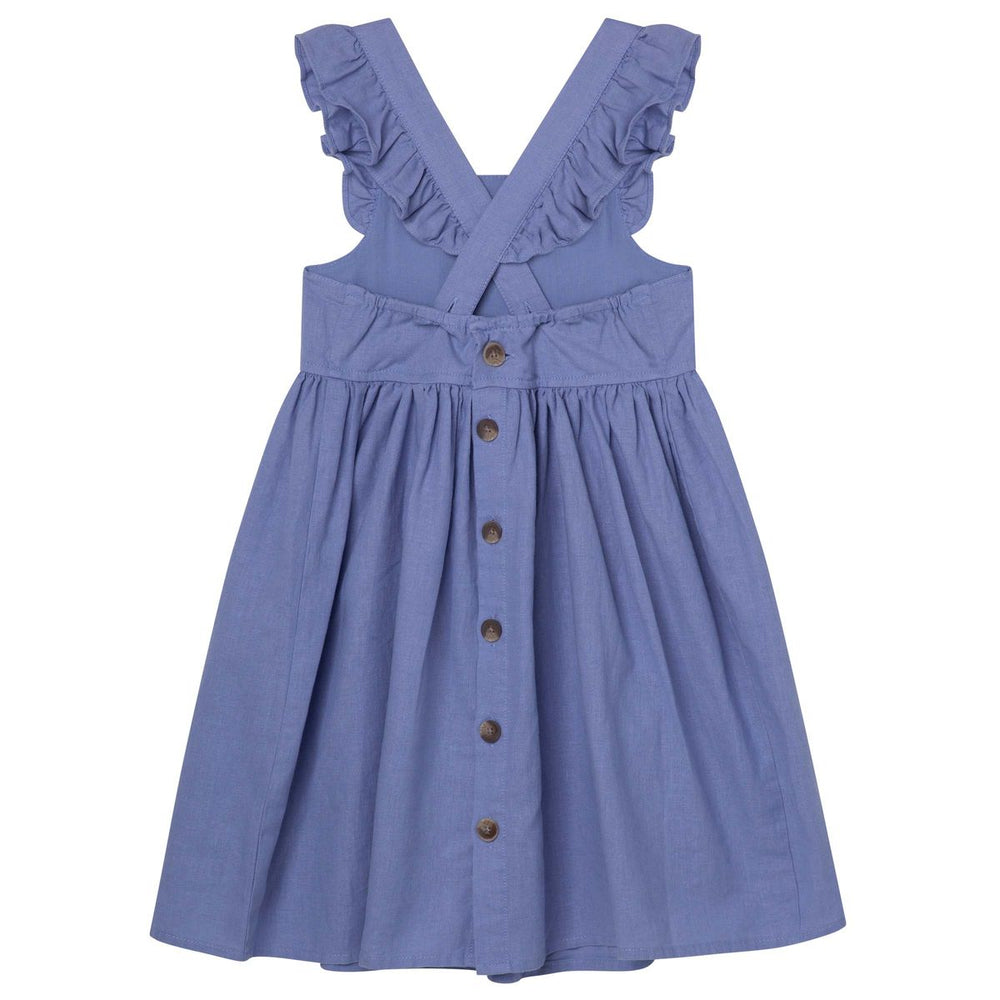 Frill Cross Straps Lined Dress Pacific Blue