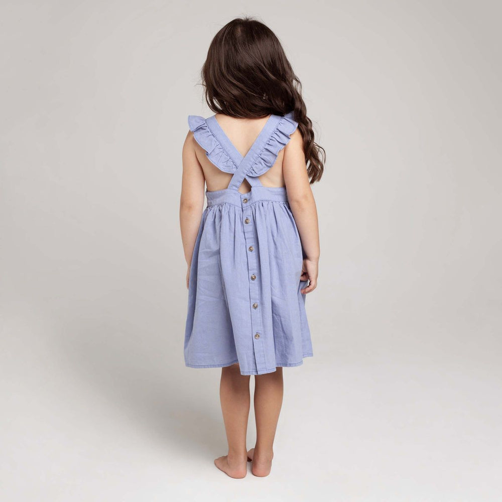 
            
                Load image into Gallery viewer, Frill Cross Straps Lined Dress Pacific Blue
            
        