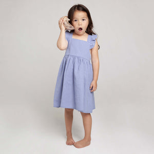 Frill Cross Straps Lined Dress Pacific Blue