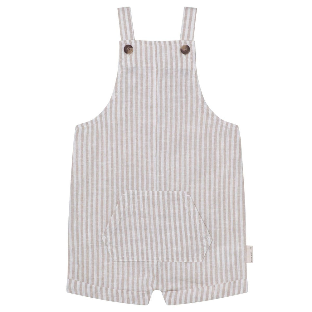 Linen Overalls Oatmeal Stripe