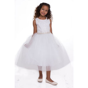 Petite Adele Silk & Beaded Bodice Tulle Skirt Rhinestone Sash Formal Dress