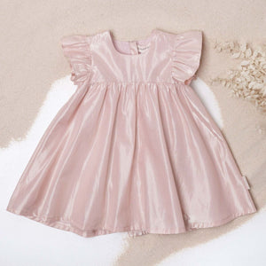 Frill Sleeve Lurex Dress Metallic Pink