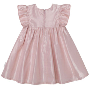 Frill Sleeve Lurex Dress Metallic Pink