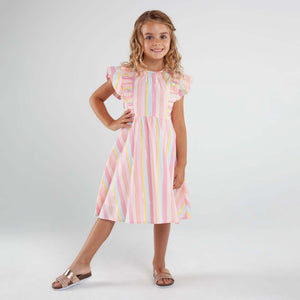 Frill Sleeve Lined Lurex Dress