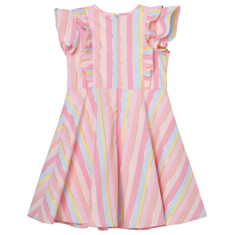 Frill Sleeve Lined Lurex Dress