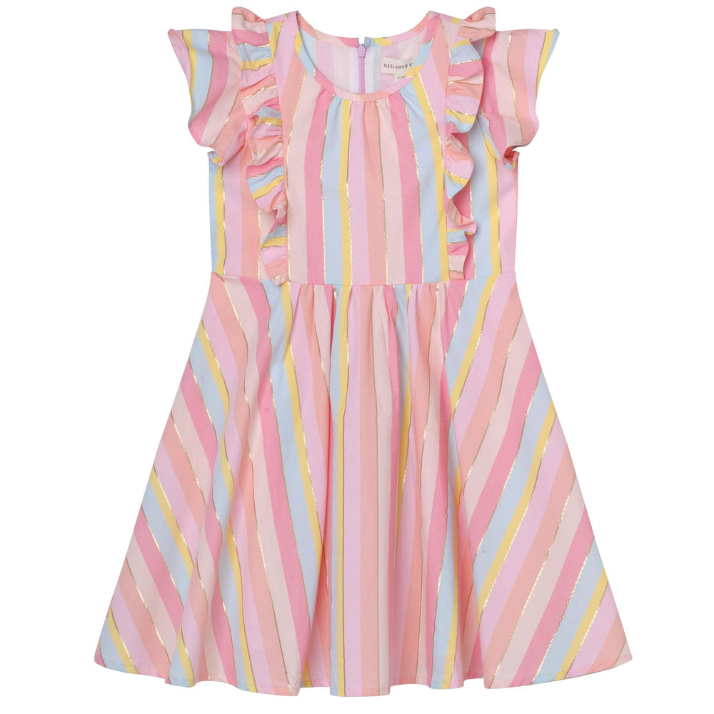 Frill Sleeve Lined Lurex Dress