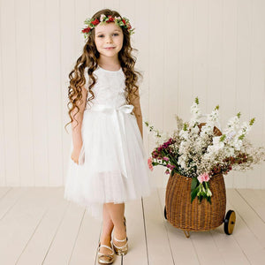 Libby Lace Short Sleeve Tutu Dress Ivory