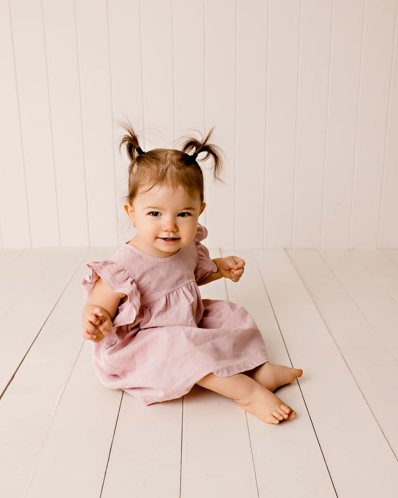 Frill Sleeve Dress Dusty Pink