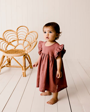 Frill Sleeve Dress Rosewood