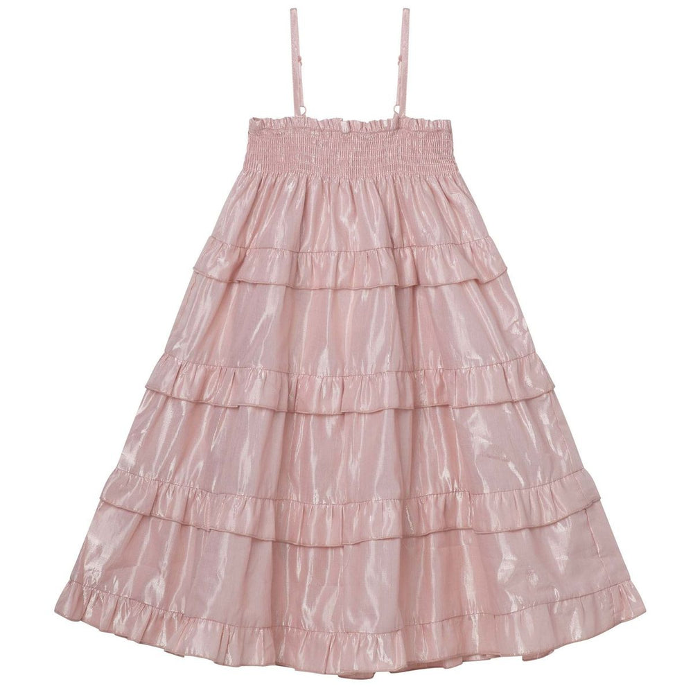 Lurex Shirred Dress Metallic Pink
