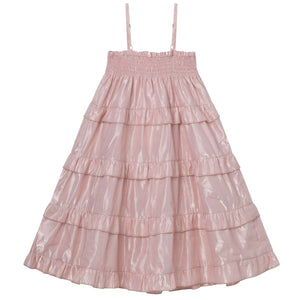 Lurex Shirred Dress Metallic Pink