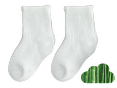 Bamboo Plain Socks 2pk White